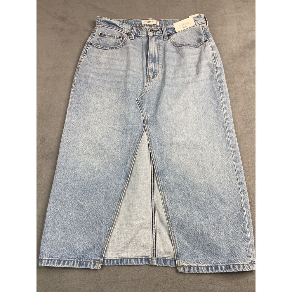Abercrombie Denim Skirt Women 30 High Rise Midi Slit Casual Boho Festival